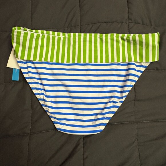 Bleu by Rod Beattie Striped Fold-Over Bikini Bottoms - Size: 12 - NWT - Picture 6 of 12
